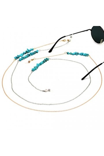 SUNMME Chaîne de Mode Perles turquoises Naturelles Pas Facile à décolorer chaîne de Lunettes à la Main Lunettes presbytes cha
