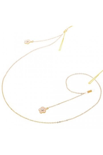 SUNMME Corde de Lunettes en métal Or Perle Fleur Pendentif chaîne de Lunettes