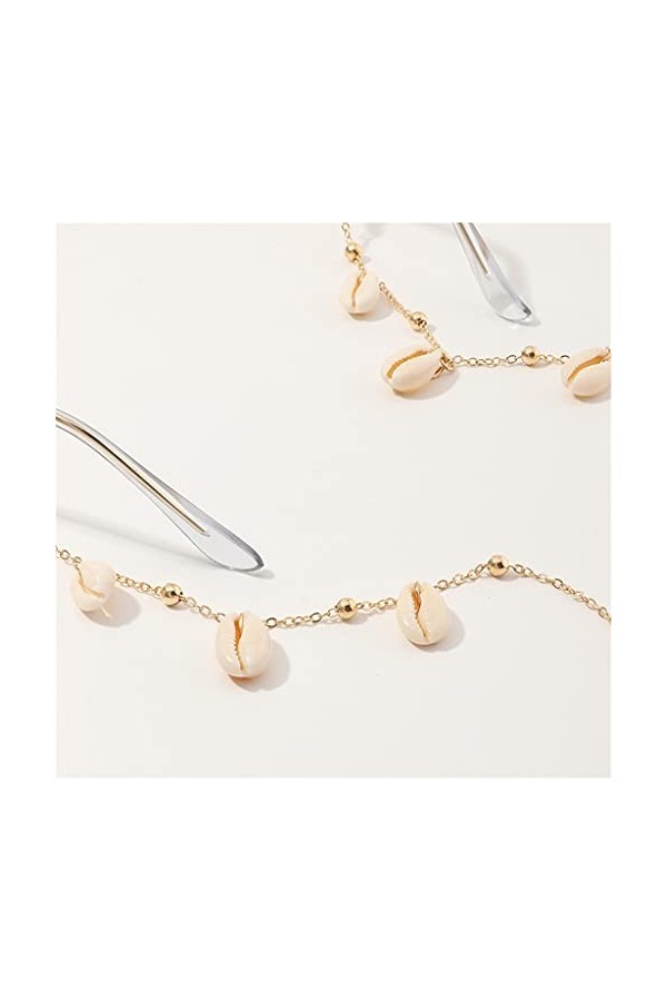 XOUVY Perles en métal en Coquillage Naturel Longe Sangle Fixe Corde Lunettes de Lecture Chaîne Mode Lunettes de Soleil pour F