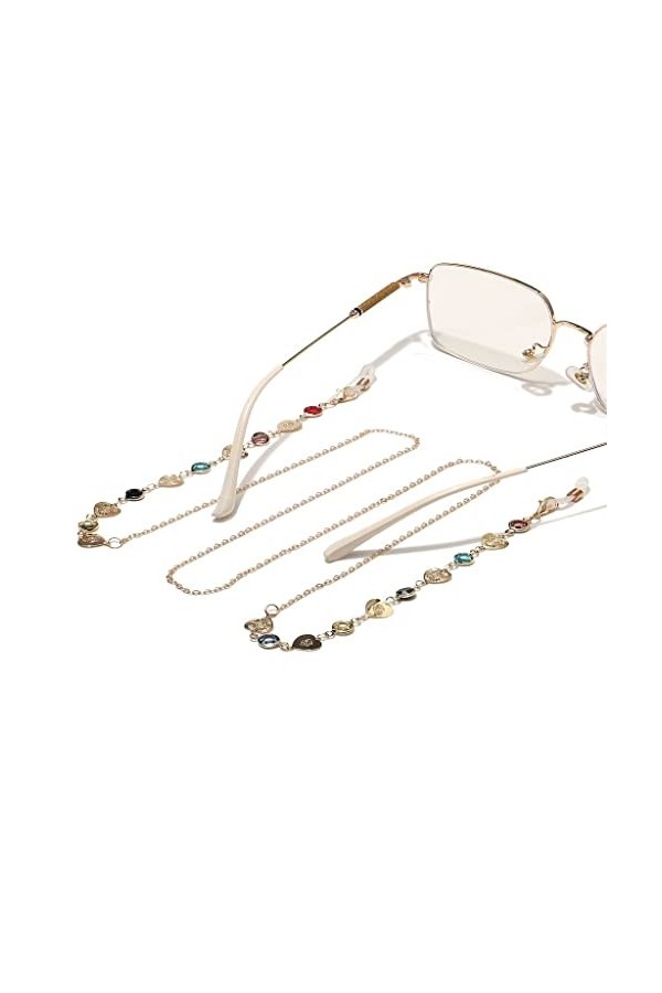 TONZN Mode or cuivre pêche coeur verre coloré lunettes chaîne lunettes corde lunettes chaîne D 1 