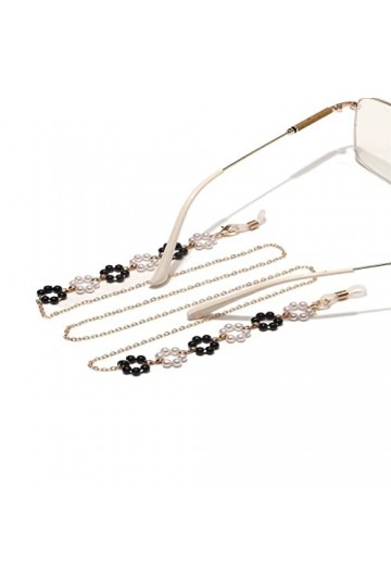 ASUVUD Chaîne de Lunettes de Corde de Lunettes de Perles Noires et Blanches Faites à la Main de Mode