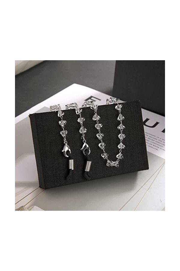 GJRFYJ 1pcs alliage chaîne triangle cristal perles de lunettes de soleil lanière bracelet collier collier de lunettes de lune