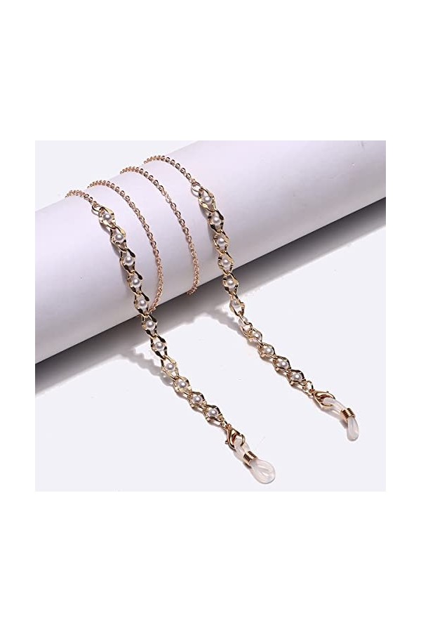 TONZN Corde à lunettes en métal or perle épaisse faite à la main chaîne à lunettes corde à lunettes D 1 