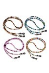 FIDDAA 4pcs chaînes de Lunettes perlées colorées, Sangle de Support de Lunettes de Soleil Autour du Cou, Cintre de Lunettes e