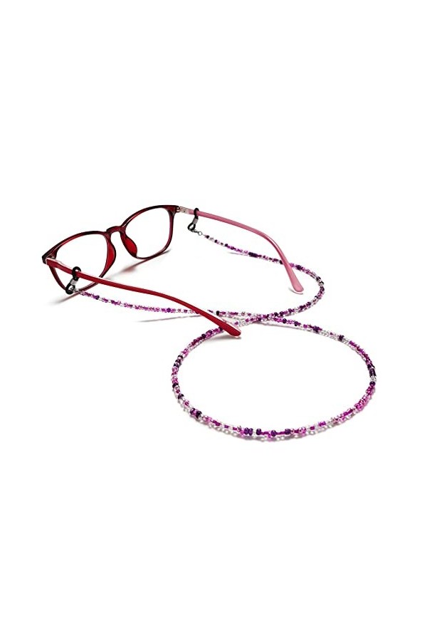 FIDDAA 4pcs chaînes de Lunettes perlées colorées, Sangle de Support de Lunettes de Soleil Autour du Cou, Cintre de Lunettes e