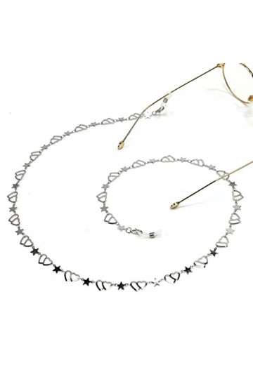 TONZN Mode pas facile à décolorer chaîne en acier inoxydable chaîne de lunettes étoile coeur de pêche D 1 