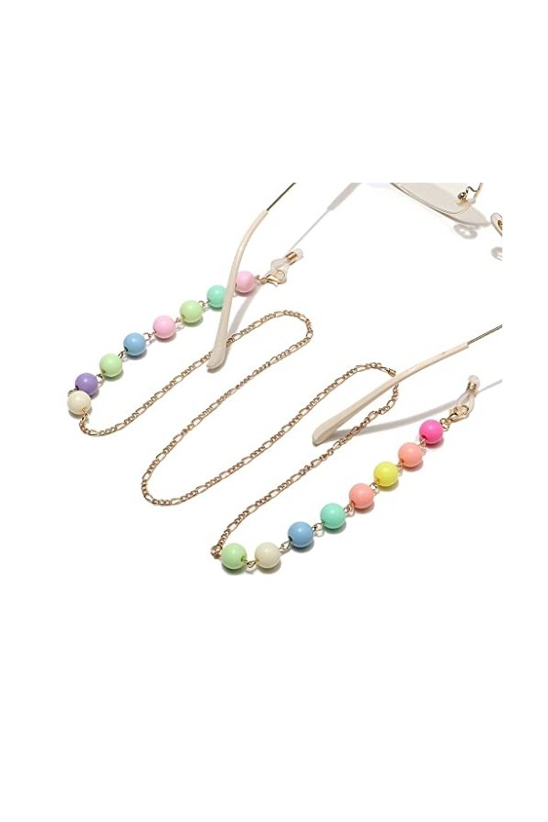 TONZN Chaîne de lunettes en corde à lunettes en métal Pas facile à décolorer Perles rondes dorées D 1 