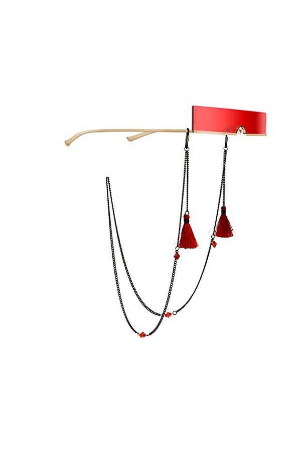 YANYUESHOP Bohême Rouge Gland Cristal Cordons Lunettes De Lecture Chaîne Mode Femmes Lunettes De Soleil Accessoires Lanière M