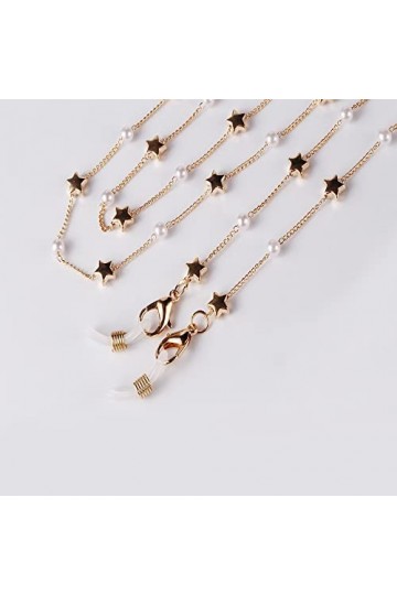 JJZXD Perle Lunettes chaîne for Femmes Boho perlé Porte-chaîne Coeur Charme Lunettes de Soleil lanière Cou Cordon Lunettes Ac