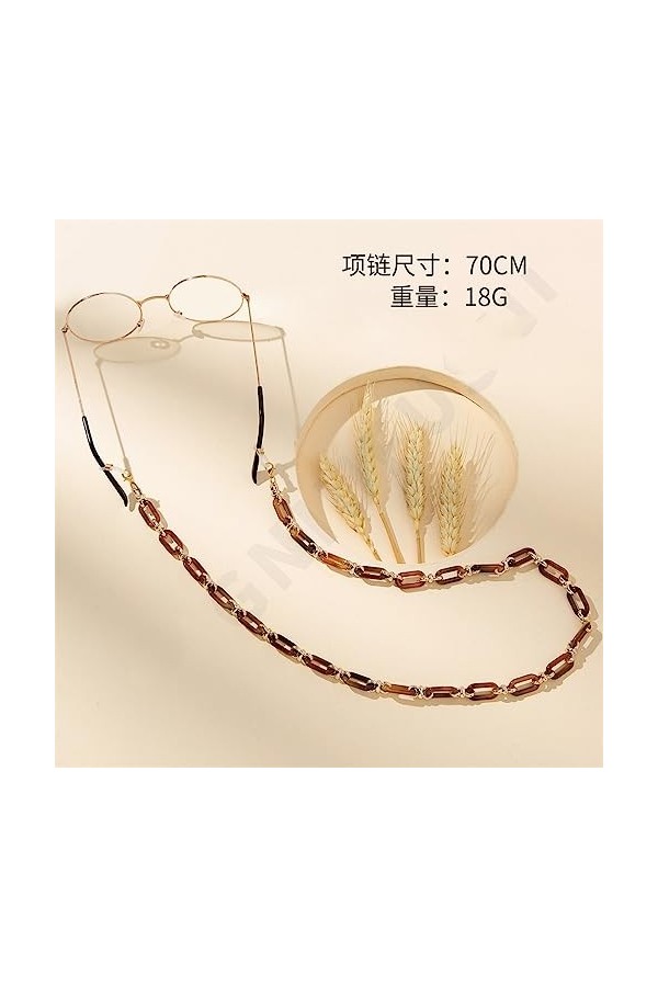 Sweden Chaîne de lunettes en acrylique anti-perte pour lunettes de cou, D, 70 cm