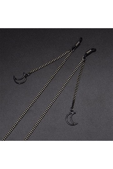 SUNMME Lunettes de Soleil Corde Lanyard Fashion Black Moon Pendant Chain Lunettes de Soleil avec chaîne de Lunettes
