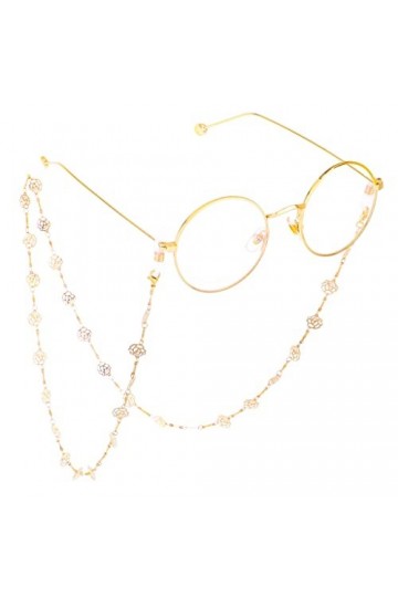 TONZN Chaîne de mode or creux fleur à la main chaîne lunettes chaîne lunettes de lecture chaîne anti-perte D 1 