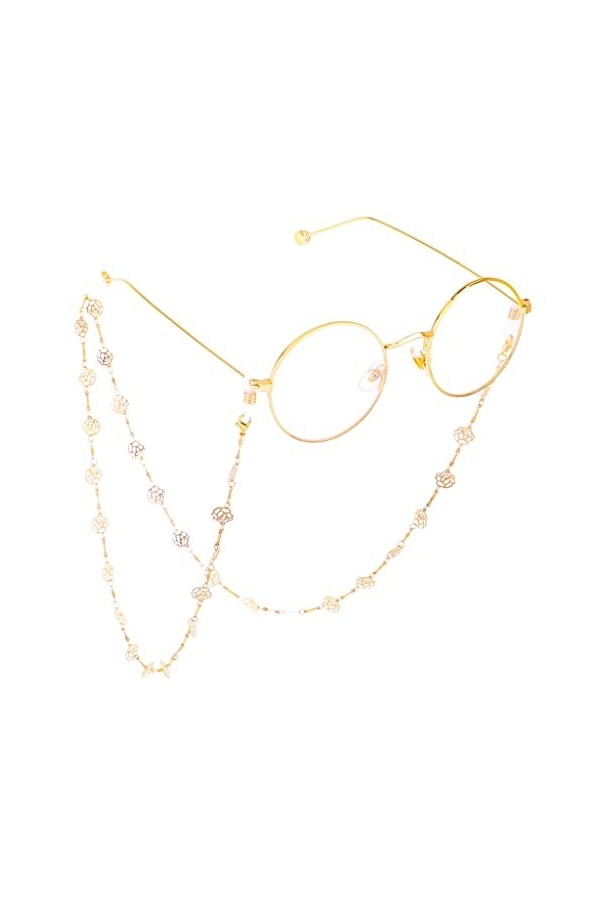 TONZN Chaîne de mode or creux fleur à la main chaîne lunettes chaîne lunettes de lecture chaîne anti-perte D 1 