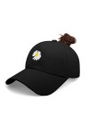 BLURBE Casquette Femme Queue De Cheval - Chapeau de Baseball Cap,Homme Queue Casquette Réglable Broderie Marguerite Cap Sport