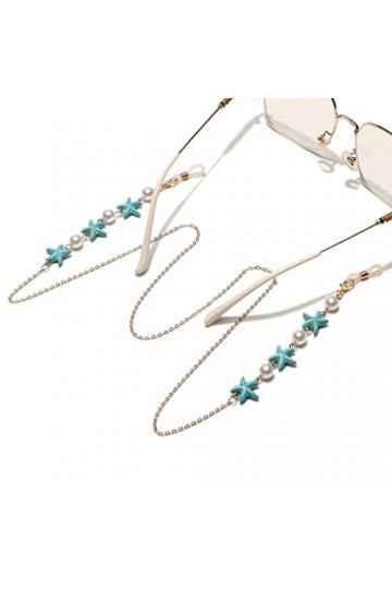 TONZN Corde à lunettes antidérapante avec chaîne de lunettes en or européen et américain en perles dor D 1 