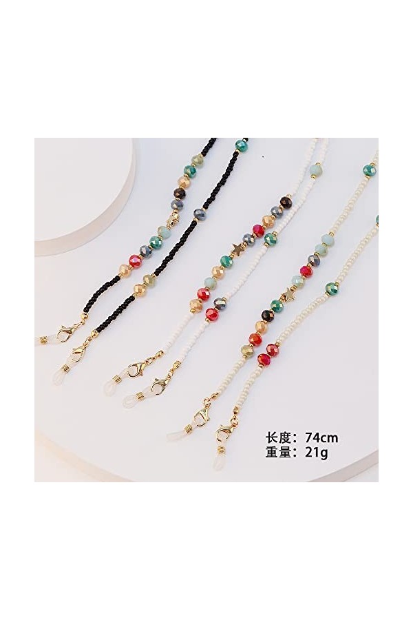 TONZN Chaînes anti-perte en cristal de couleur perle accessoires chaîne de lunettes de mode populaire couleur : E, taille : 