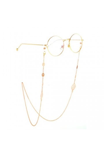 DOUBAO Corde à Lunettes en métal Feuilles Creuses dorées Chaîne à Lunettes à la Main Chaîne à Lunettes Corde à Lunettes