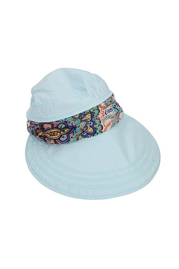 Femme Casquette Visière Large Bord Chapeau de Soleil Plage Voyage Eté Capeline de Camping Pêche Vélo Jardinage Pliable Protec