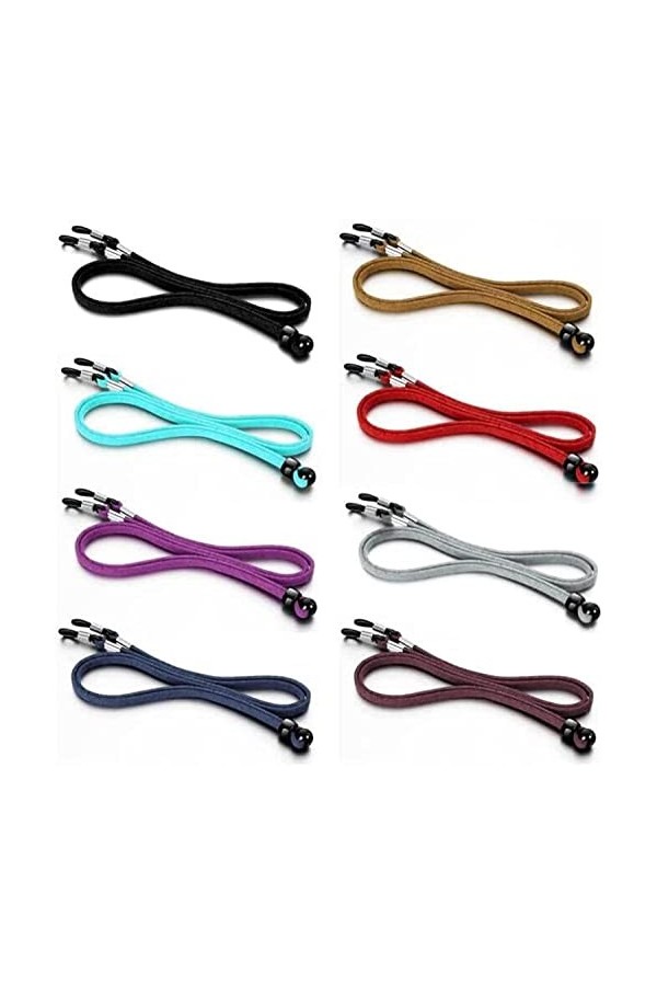 DSFEN 8 pièces Corde à Lunettes Cuir Velours Sangle Support chaîne Lunettes lanière Sport Verre Cordons Collier chaîne Access