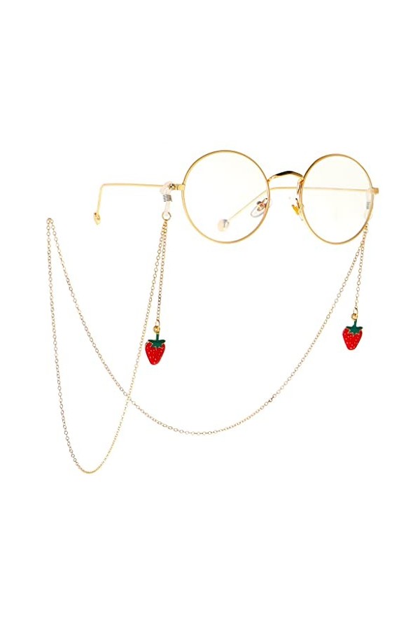 LIUZH Accessoires Cordon de Lunettes en métal Or Fraise Pendentif chaîne de Lunettes Accessoires de Mode