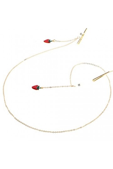 LIUZH Accessoires Cordon de Lunettes en métal Or Fraise Pendentif chaîne de Lunettes Accessoires de Mode