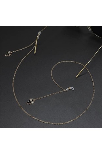 SUNMME Corde à Lunettes en métal Pendentif Noir et Blanc en Or Chaîne de Lunettes à la Main