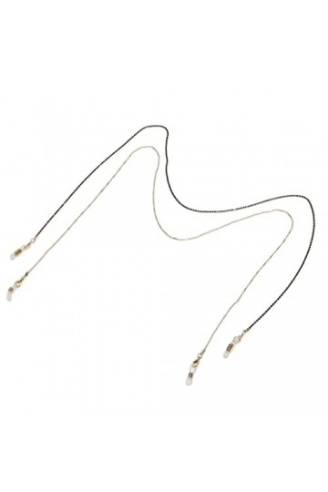 TONZN Chaîne de lunettes Chaîne de perles noires Chaîne dorée Corde de lunettes Ensemble de deux pièces D 1 