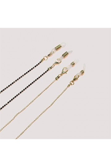 TONZN Chaîne de lunettes Chaîne de perles noires Chaîne dorée Corde de lunettes Ensemble de deux pièces D 1 