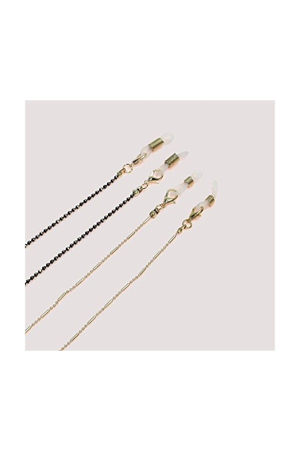 TONZN Chaîne de lunettes Chaîne de perles noires Chaîne dorée Corde de lunettes Ensemble de deux pièces D 1 