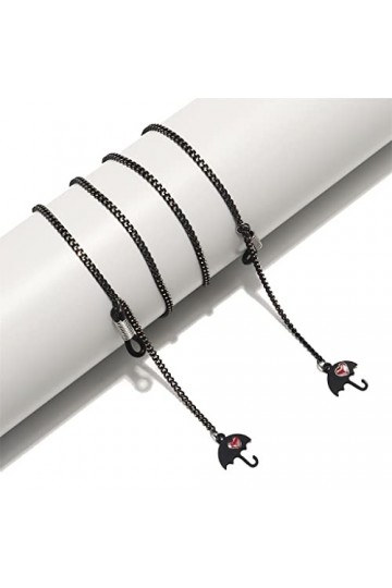 TONZN Lunettes Corde Suspendue Cou Mode Parapluie Noir Pendentif Chaîne Lunettes de Soleil avec Chaîne de Lunettes D 1 