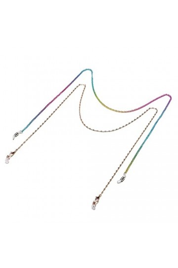 TONZN Ensemble de deux pièces chaîne de lunettes cuivre sept couleurs chaîne épaisse chaîne à lèvres or lunettes corde D 1 