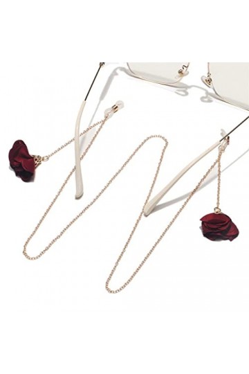DLOETT Chaîne de Lunettes en métal Lunettes Corde Longe Gland Fleur Chaîne de Lunettes à la Main Chaîne de Lunettes de Soleil