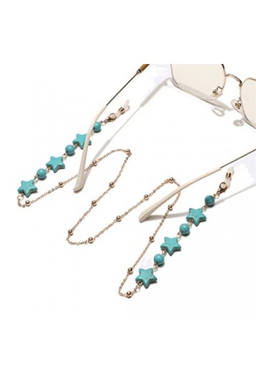 DOUBAO Perles Turquoise Or Européennes Et Américaines Étoiles Chaîne De Lunettes À La Main Corde À Lunettes Antidérapante