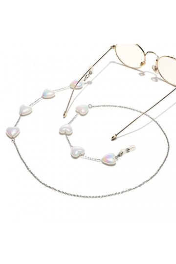 DLOETT Corde à Lunettes en Acier Inoxydable Perle de Coeur de pêche Pas Facile à décolorer chaîne de Lunettes à chaîne Suspen