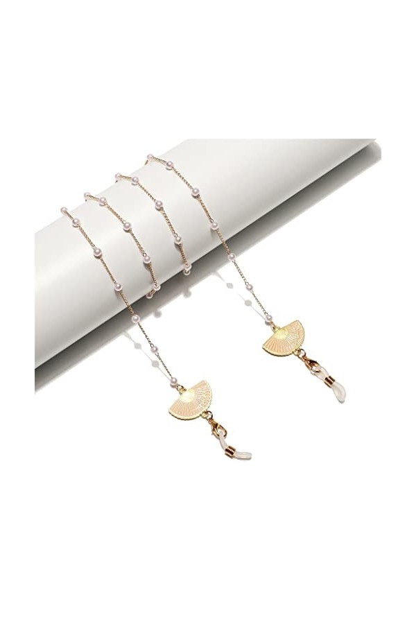 DLOETT Chaîne de Lunettes en métal Anti-Perte de Corde de Lunettes en Forme déventail de Perle de Mode