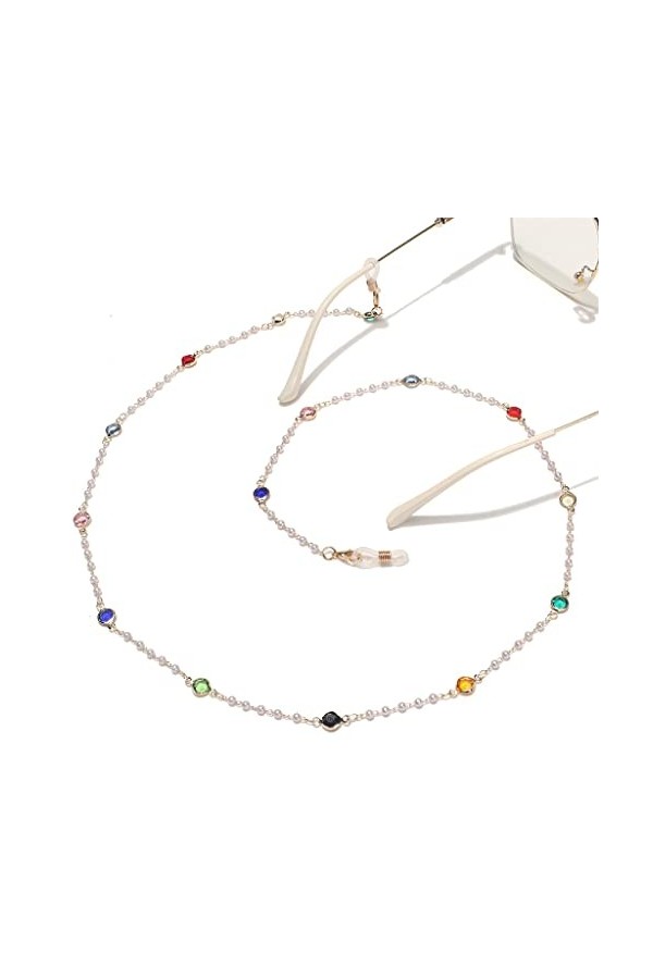 Liuzh Chaîne de lunettes en métal avec perles en verre fait à la main