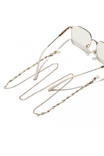 DLOETT Mode Or Losange cuivre Perles Lunettes chaîne Lunettes Corde Lunettes chaîne