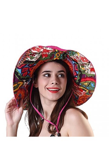 iHomey Chapeau de Soleil en Coton Léger et Compressible Chapeau de Soleil Souple en Forme de Flasque Réversible UPF 50+ Chape