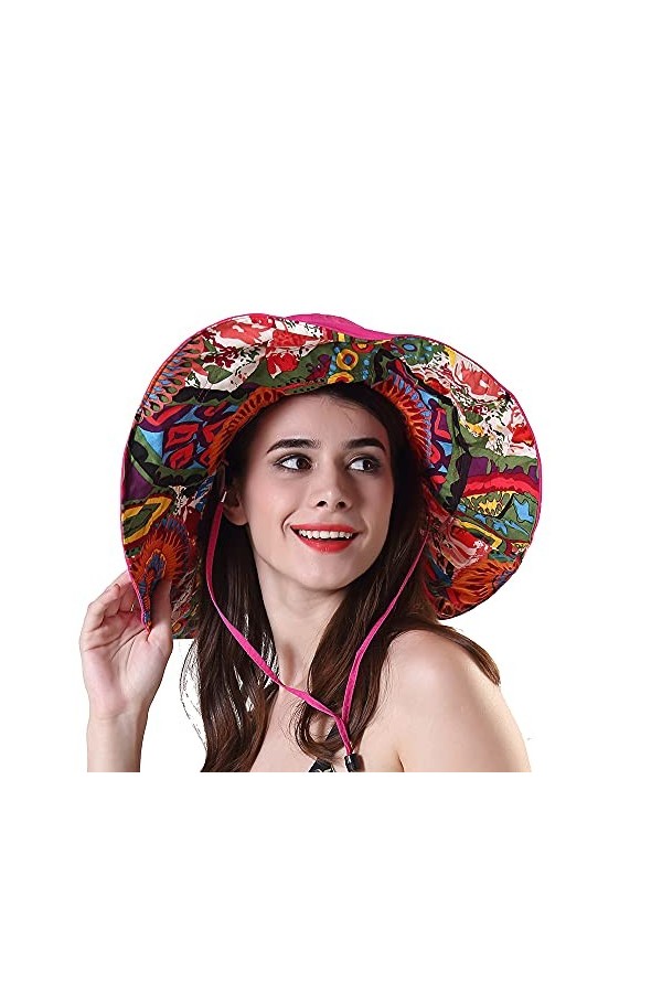 iHomey Chapeau de Soleil en Coton Léger et Compressible Chapeau de Soleil Souple en Forme de Flasque Réversible UPF 50+ Chape