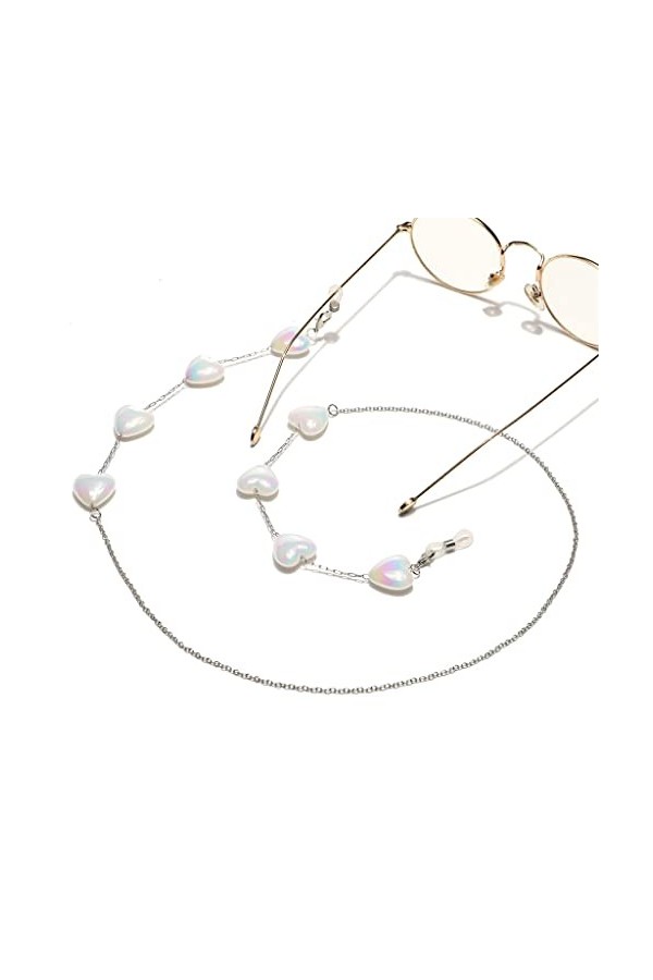 LLLY Corde à Lunettes en Acier Inoxydable Perle de Coeur de pêche Pas Facile à décolorer chaîne de Lunettes à chaîne Suspendu