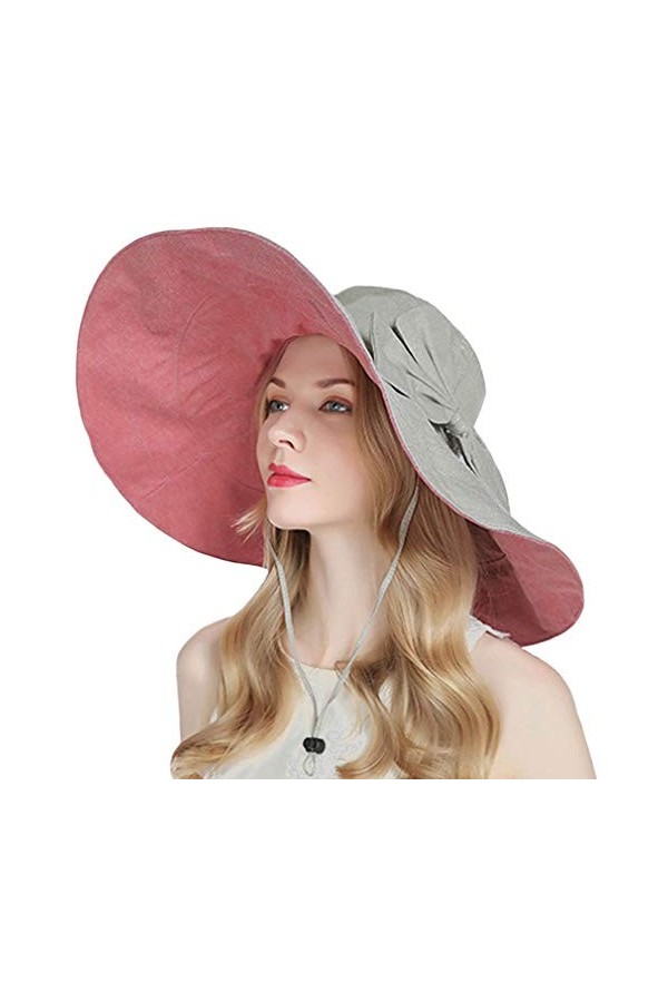 iHomey Chapeau de Soleil en Coton Léger et Compressible Chapeau de Soleil Souple en Forme de Flasque Réversible UPF 50+ Chape