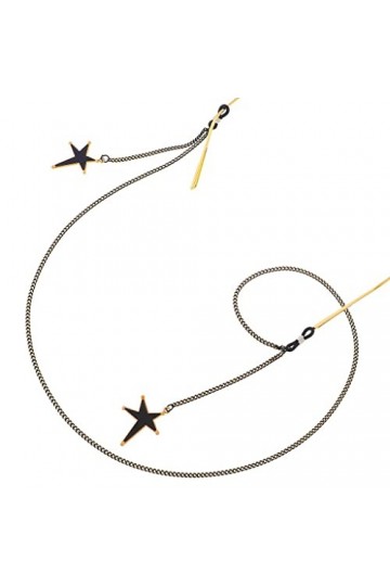 LIUZH Lunettes Corde Pendaison Cou Mode Noir Irrégulier Étoile Pendentif Chaîne Lunettes De Soleil avec Chaîne De Lunettes