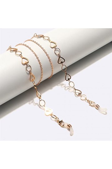 SUNMME Mode Or cuivre pêche Coeur Lunettes chaîne Lunettes chaîne métal Lunettes Corde