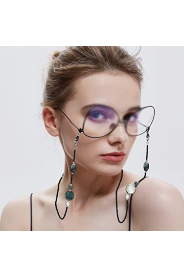 FIDDAA Chaîne de Lunettes for Femmes Filles Coquille perlée Porte-chaîne de Lunettes Anti-dérapant retenue de Lunettes de Sol