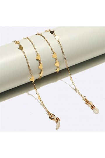 SUNMME Corde à Lunettes en métal Or pêche Coeur Pendentif chaîne de Lunettes à la Main Corde à Lunettes