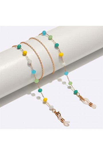 SUNMME Corde de Lunettes de chaîne de Lunettes en métal Fait Main en Cristal coloré de Mode
