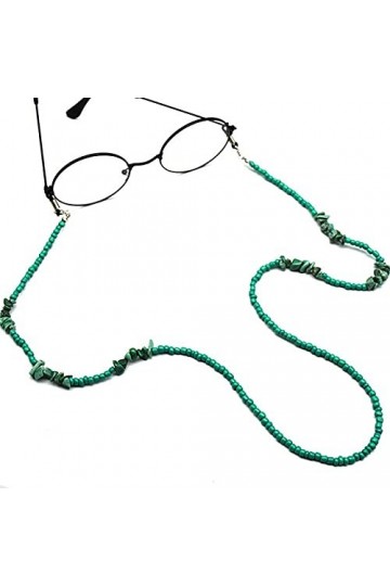 FIDDAA Collier de Support de Sangle de chaîne de Lunettes de Perles Turquoise Femmes Lecture retenue de Lunettes