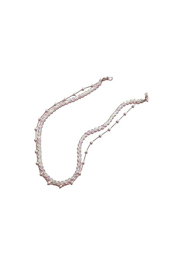 Sweden Collier multi-usage perlé de chaîne de lunettes à double couche damour transparent coloré
