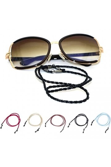 FIDDAA 5 pièces élégantes Lunettes de Soleil Sangle-chaîne-retenue tressée, Bande de Sport, Cuir PU for Hommes Femmes