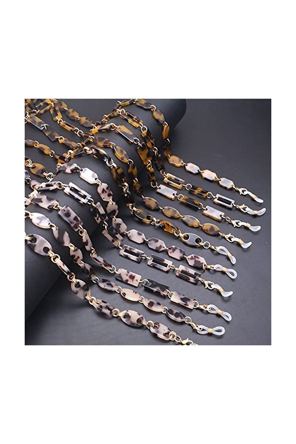 XOUVY Résine Hexagone Lunettes Chaîne Dames Lunettes De Lecture Suspendus Collier Lanière Sangle Collier Bijoux Couleur: J 